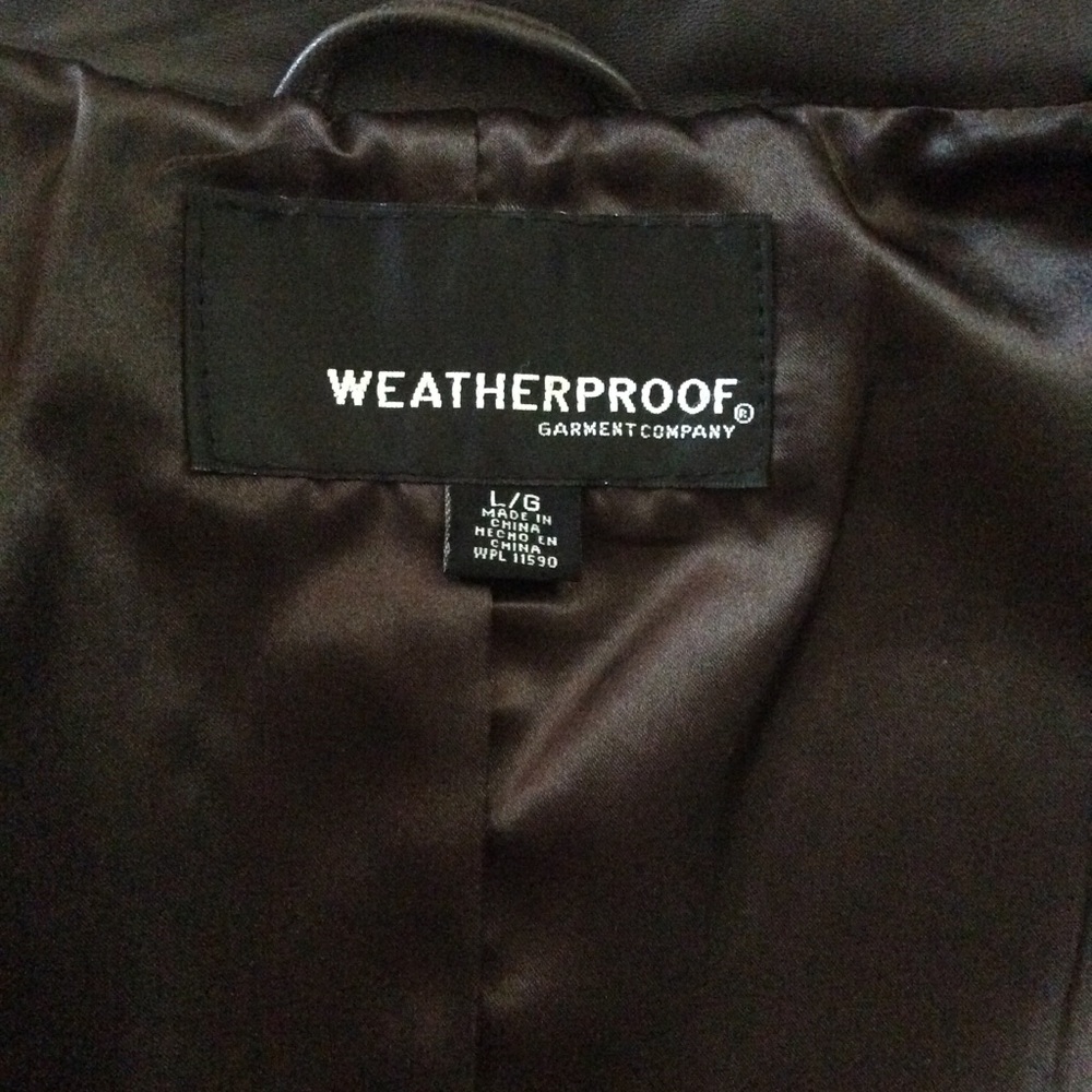 Weatherproof leather jacket brown leather full zipper fitted style jacket coat - Picture 6 of 8